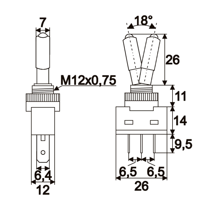 Preklopno stikalo – podrobnost 1